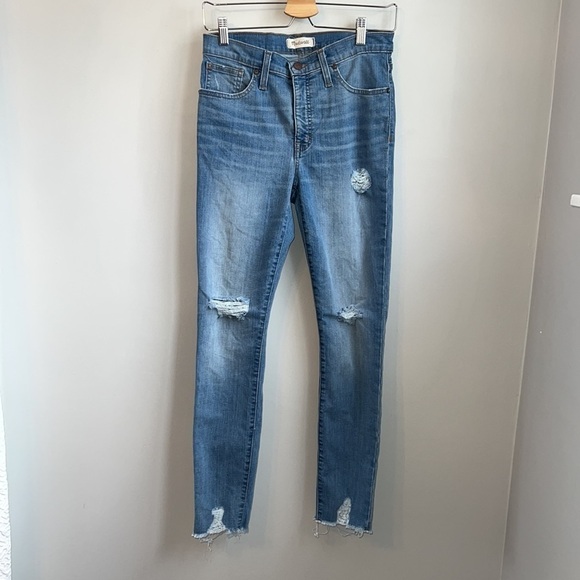Madewell 9" High-Rise Skinny Jeans in Ontario Wash: Distressed-Hem Edition SZ 28 - Picture 3 of 8